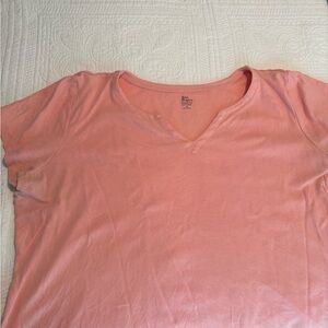 Kim Rogers Coral V-Neck Short Sleeve Tee